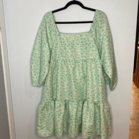 Levi's Women Green Floral Electric Dolci Baby Doll Dress Size XL - Picture 3 of 12